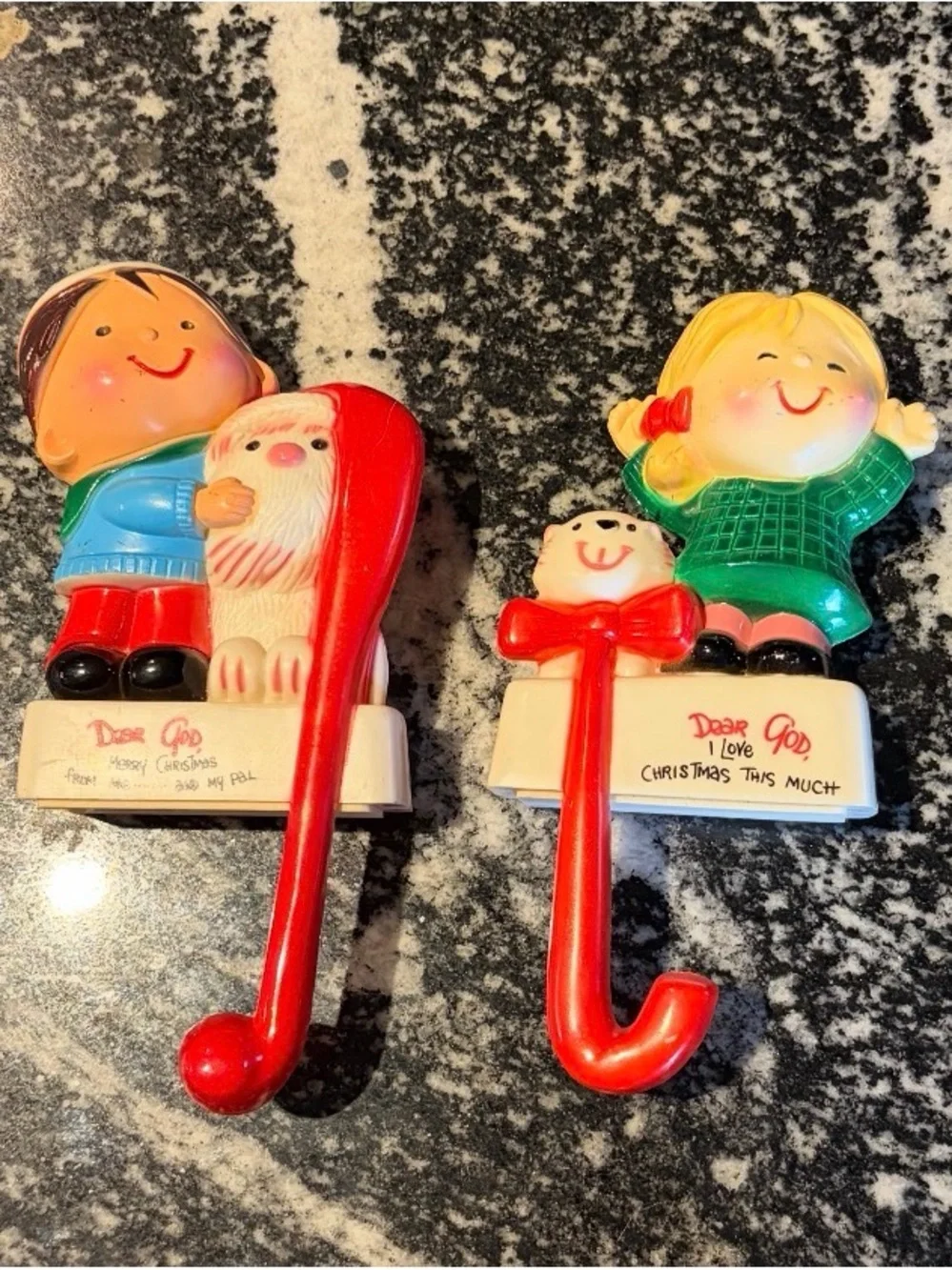 Vintage 1984 Dear God Stocking Holders (Set of 2)